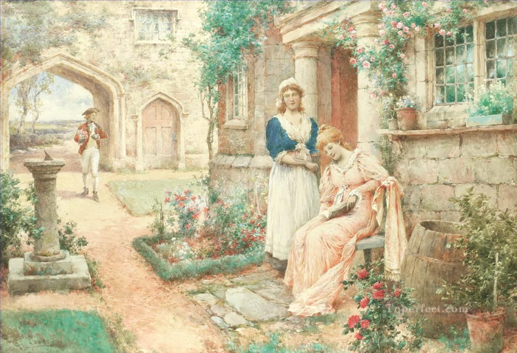 求愛アルフレッド・グレンデニング JR 女性の庭のシーン油絵